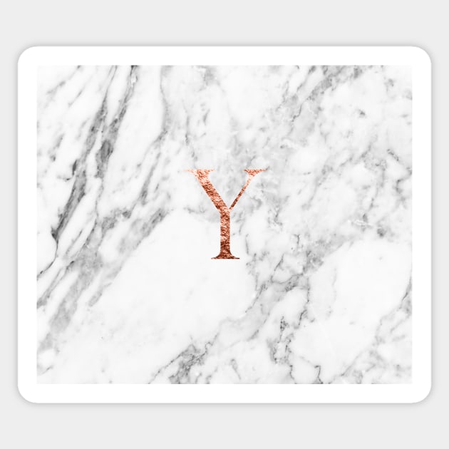 Monogram rose gold marble Y Sticker by marbleco